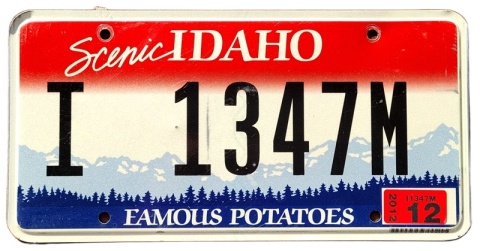 Idaho 2012 - tablica z USA