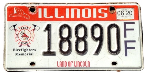 Illinois 2020 strażacka - tablica z USA