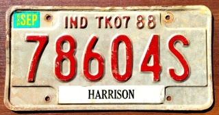 Indiana 1988 - tablica z USA