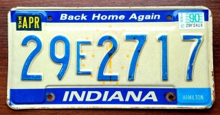 Indiana 1990 - tablica z USA