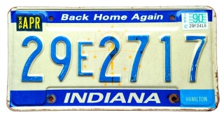 Indiana 1990 - tablica z USA