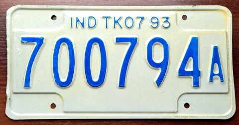 Indiana 1993 - tablica z USA