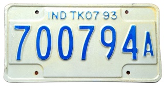Indiana 1993 - tablica z USA