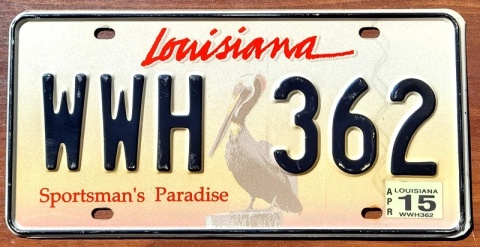 Louisiana 2015 - tablica z USA