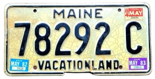 Maine 1984 - tablica z USA