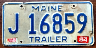 Maine 1994 - tablica z USA