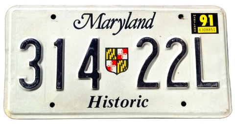 Maryland 1991 HISTORIC - tablica z USA