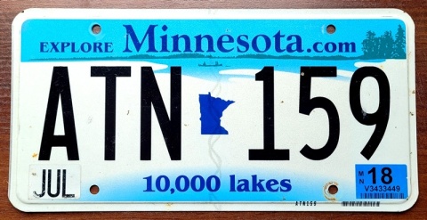 Minnesota 2018 - tablica z USA