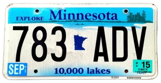 Minnesota 2015 - tablica z USA