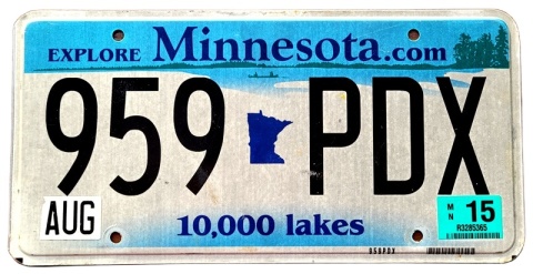 Minnesota 2015 - tablica z USA
