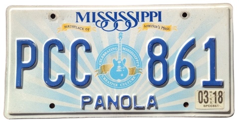 Mississippi 2018 - tablica z USA