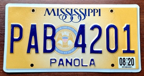 Mississippi 2020 - tablica z USA