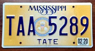 Mississippi 2020 - tablica z USA