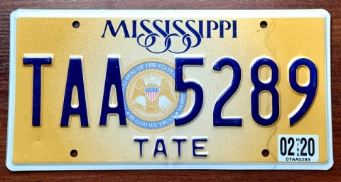 Mississippi 2020 - tablica z USA