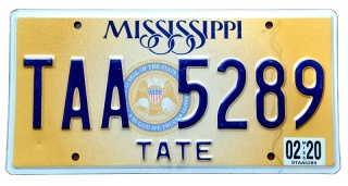Mississippi 2020 - tablica z USA