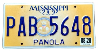 Mississippi 2020 - tablica z USA