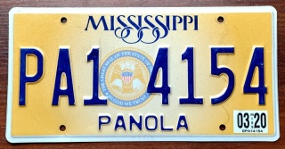 Mississippi 2020 - tablica z USA