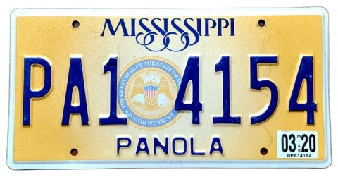 Mississippi 2020 - tablica z USA