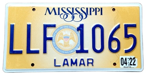 Mississippi 2022 - tablica z USA