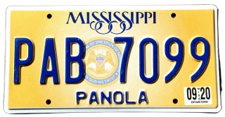 Mississippi 2020 - tablica z USA