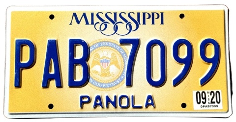 Mississippi 2020 - tablica z USA