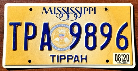 Mississippi 2020 - tablica z USA
