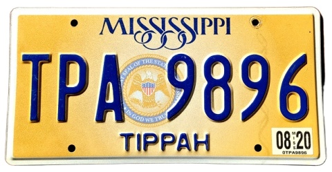 Mississippi 2020 - tablica z USA