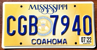 Mississippi 2022 - tablica z USA