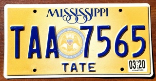 Mississippi 2020 - tablica z USA