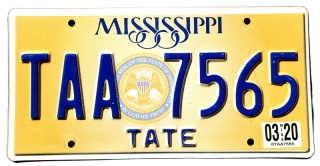 Mississippi 2020 - tablica z USA