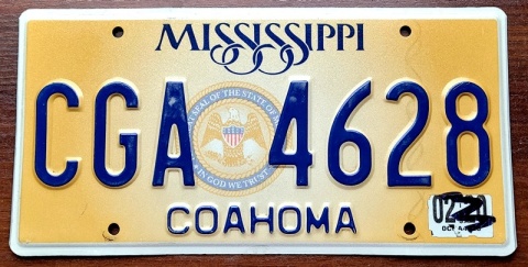 Mississippi 2020 - tablica z USA
