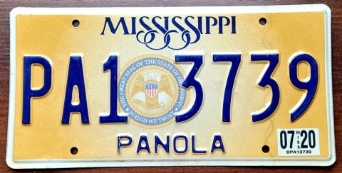 Mississippi 2020 - tablica z USA