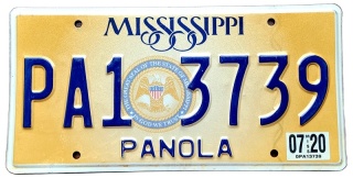 Mississippi 2020 - tablica z USA