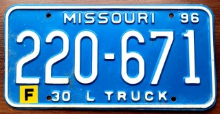 Missouri 1996 - tablica z USA