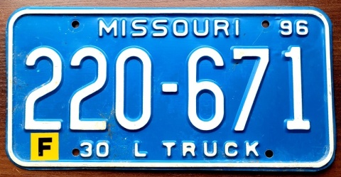 Missouri 1996 - tablica z USA