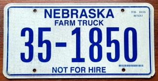 Nebraska - tablica z USA