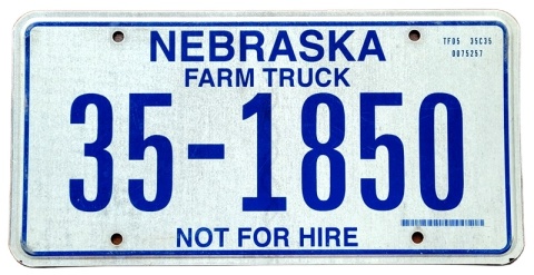 Nebraska - tablica z USA