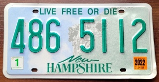 New Hampshire 2022 - tablica z USA