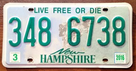 New Hampshire 2016 - tablica z USA
