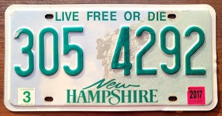 New Hampshire 2017 - tablica z USA