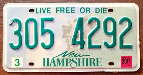 New Hampshire 2017 - tablica z USA