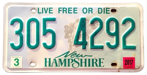 New Hampshire 2017 - tablica z USA