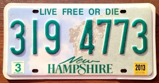 New Hampshire 2013 - tablica z USA