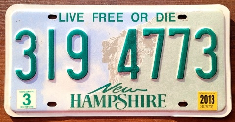 New Hampshire 2013 - tablica z USA