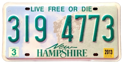 New Hampshire 2013 - tablica z USA