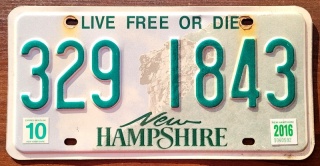 New Hampshire 2016 - tablica z USA