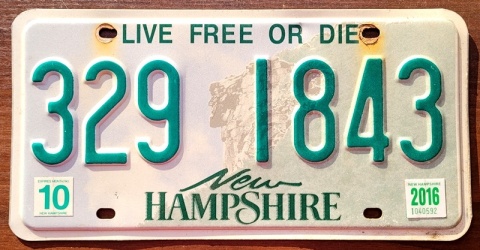 New Hampshire 2016 - tablica z USA