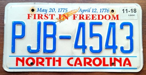 North Carolina 2018 - tablica z USA