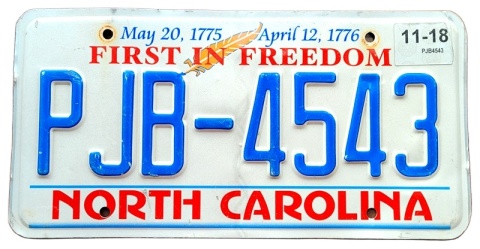 North Carolina 2018 - tablica z USA
