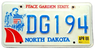 North Dakota 1988 - tablica z USA